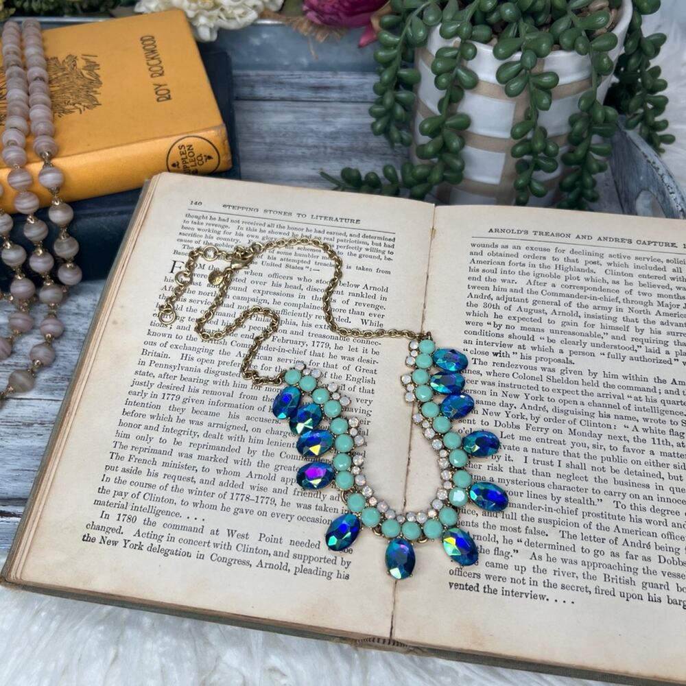 J. Crew | Iridescent Rhinestone Statement Necklace - Picture 1 of 14